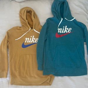 Two Men’s Nike Hooded Sweatshirts Hoodies Fleece Green size Large